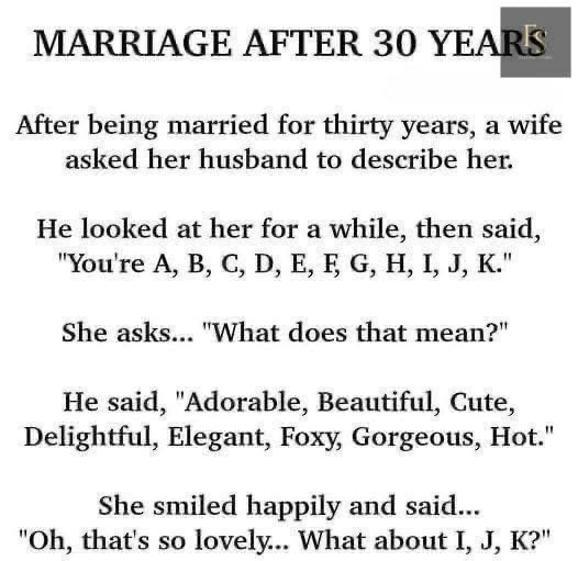 JOKE: Marriage After 30 Years