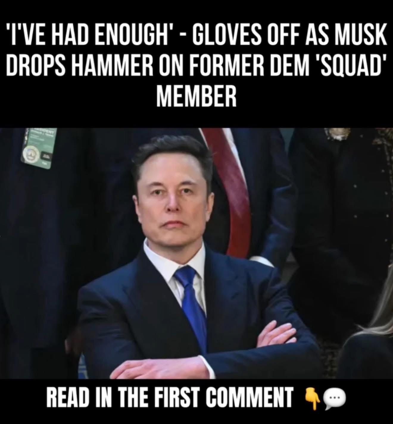 Musk Threatens Lawsuit Against Former ‘Squad’ Member Who Labeled Him ‘Nazi,’ ‘Thief’