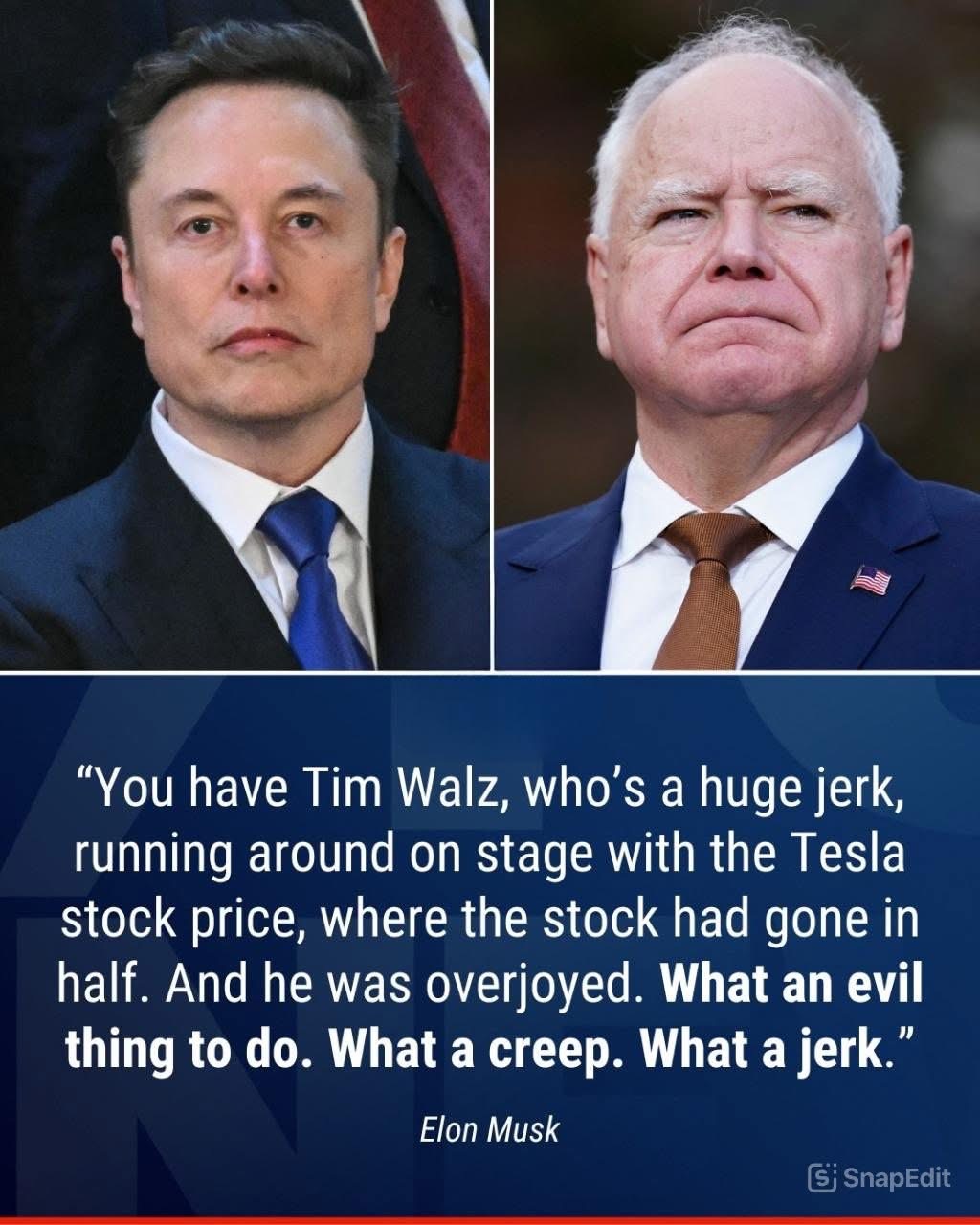 DOGE Chief Elon Musk Calls Out Tim Walz for Mocking Tesla’s Stock Price